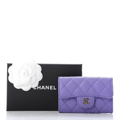 Chanel Caviar Quilted Flap Card Holder Wallet Purple 8 of 8