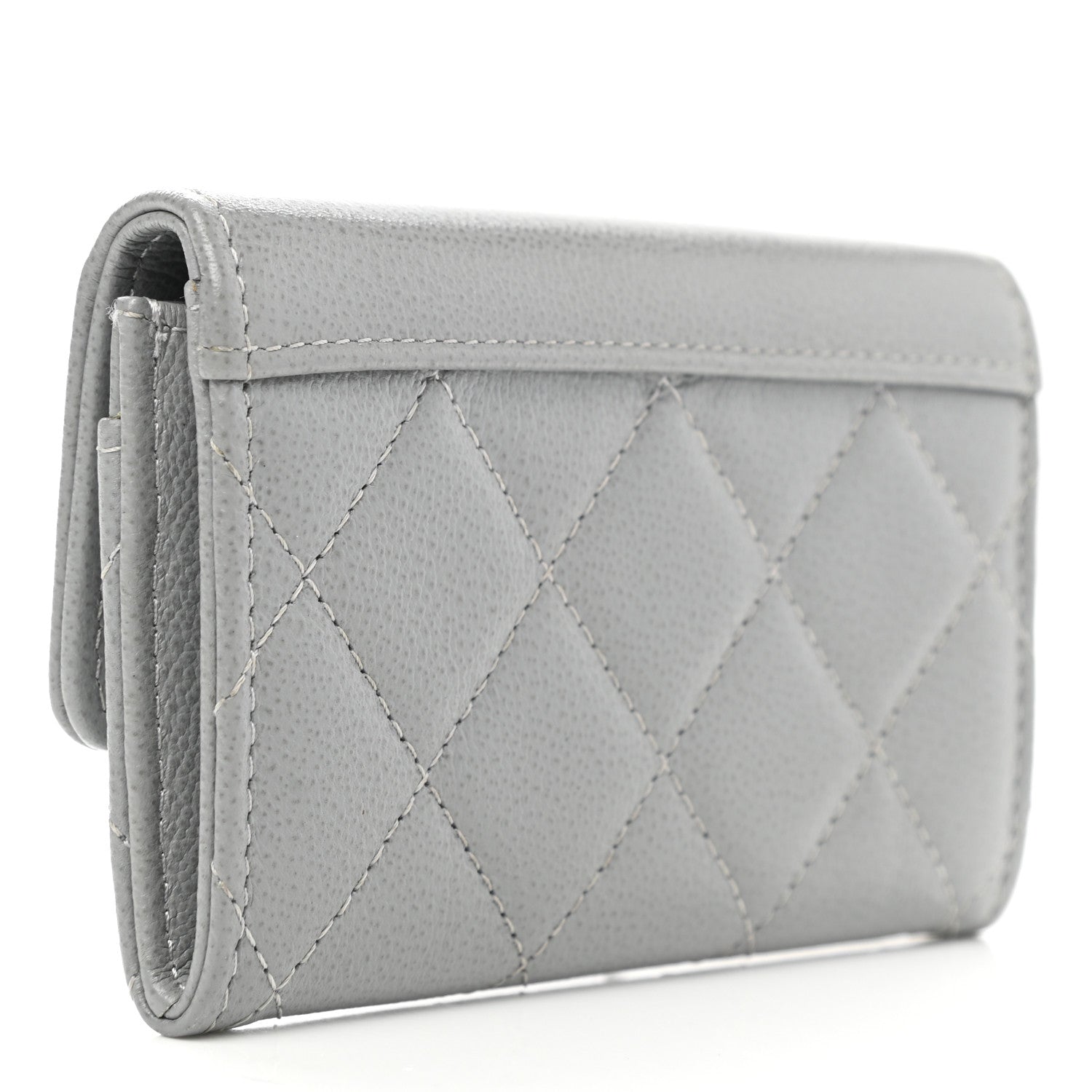 Chanel Grained Calfskin Quilted CC Box Flap Card Holder Grey 3 of 7