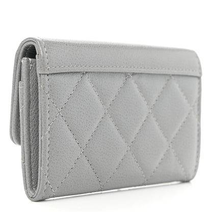 Chanel Grained Calfskin Quilted CC Box Flap Card Holder Grey 3 of 7