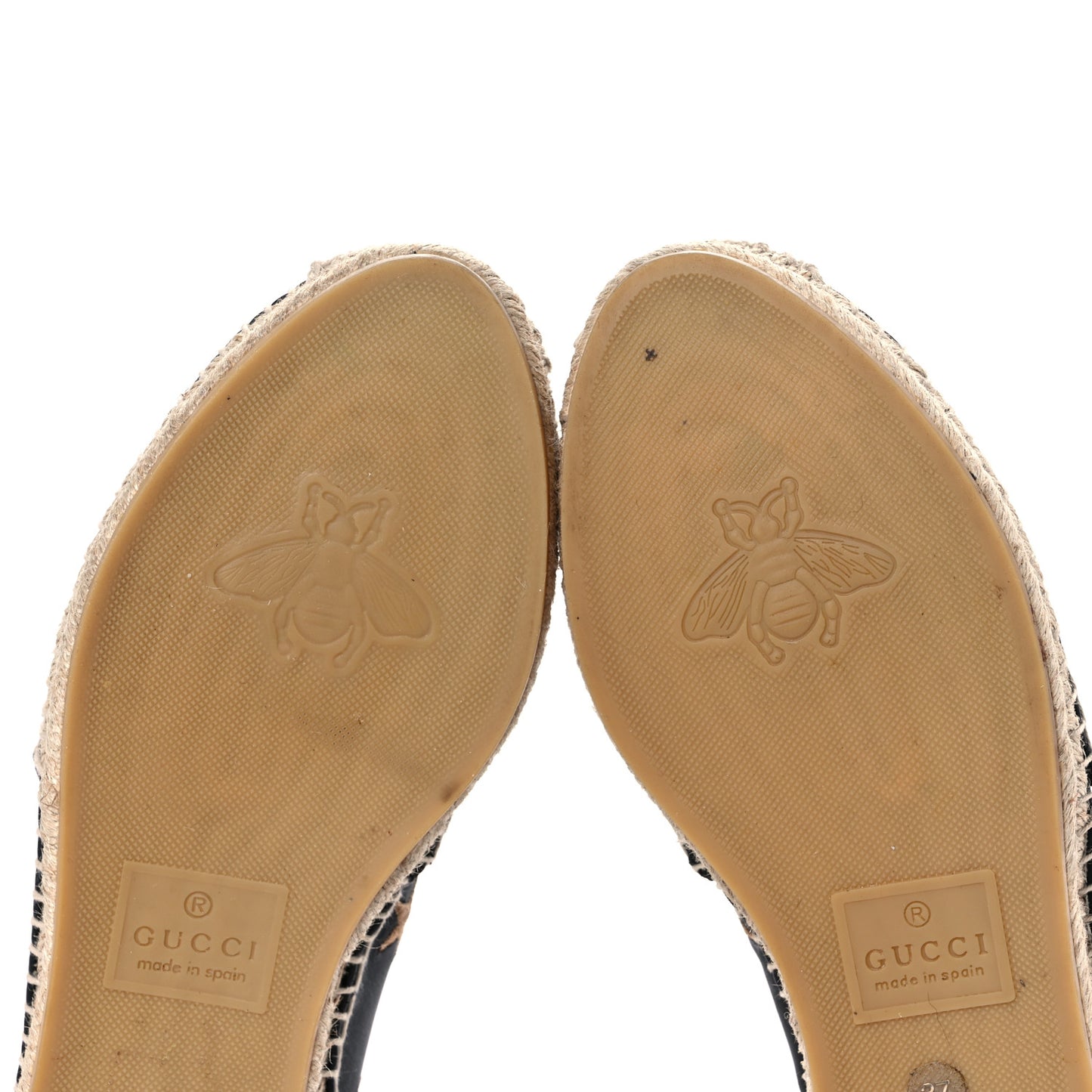 Calfskin Bee Star Embroidered Espadrilles 37 Black