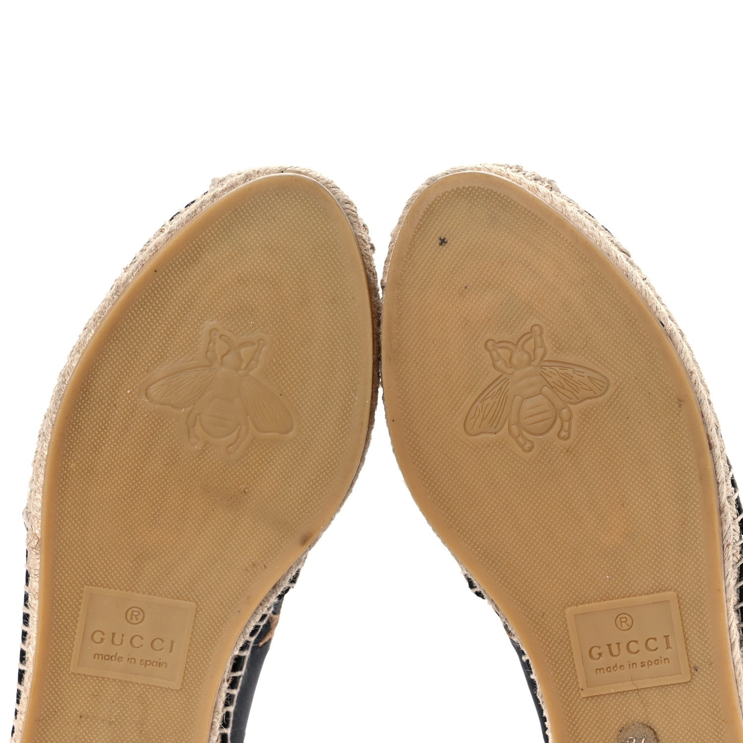 Gucci Calfskin Bee Star Embroidered Espadrilles 37 Black 7 of 12