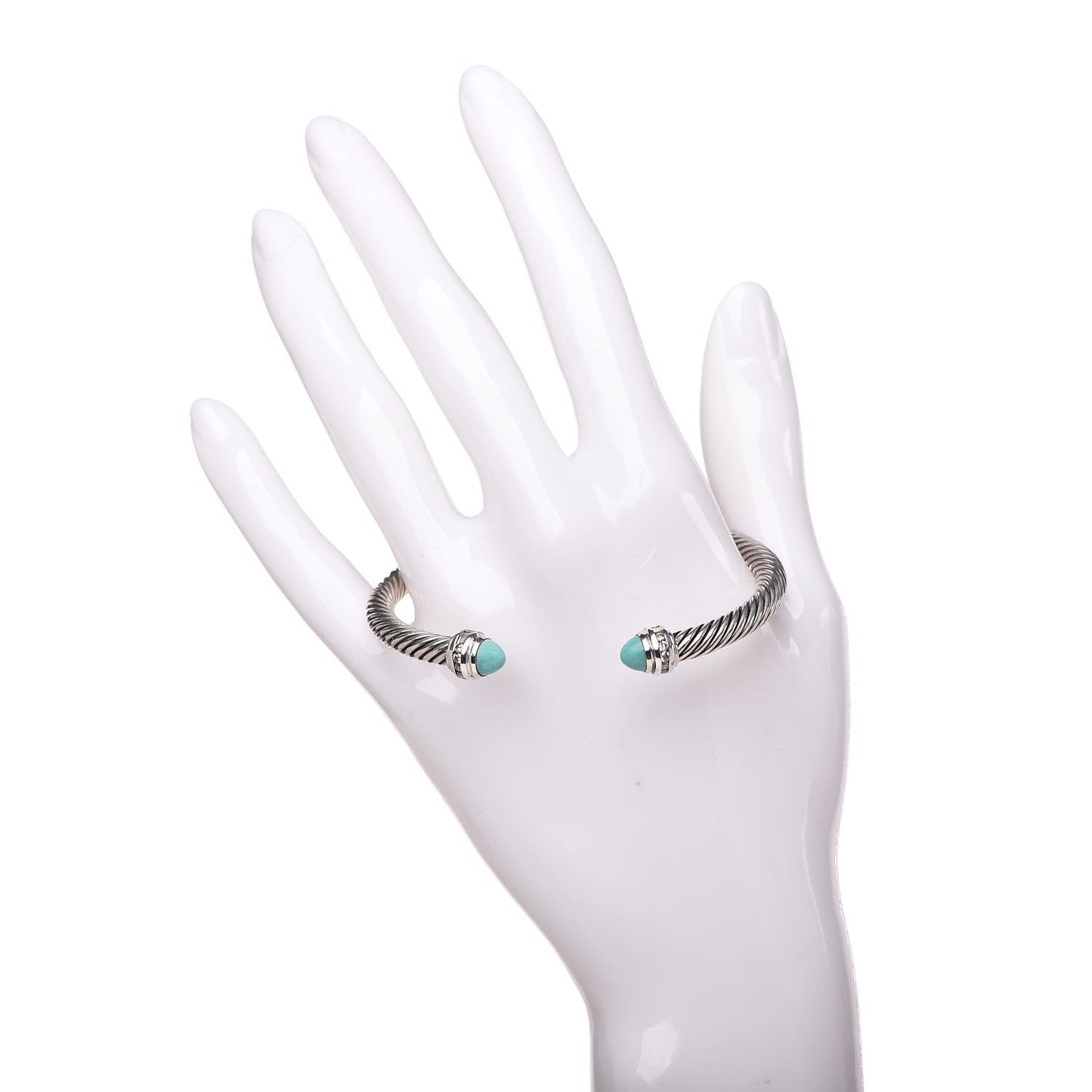 Sterling Silver Diamond Turquoise 5mm Cable Classics Bracelet