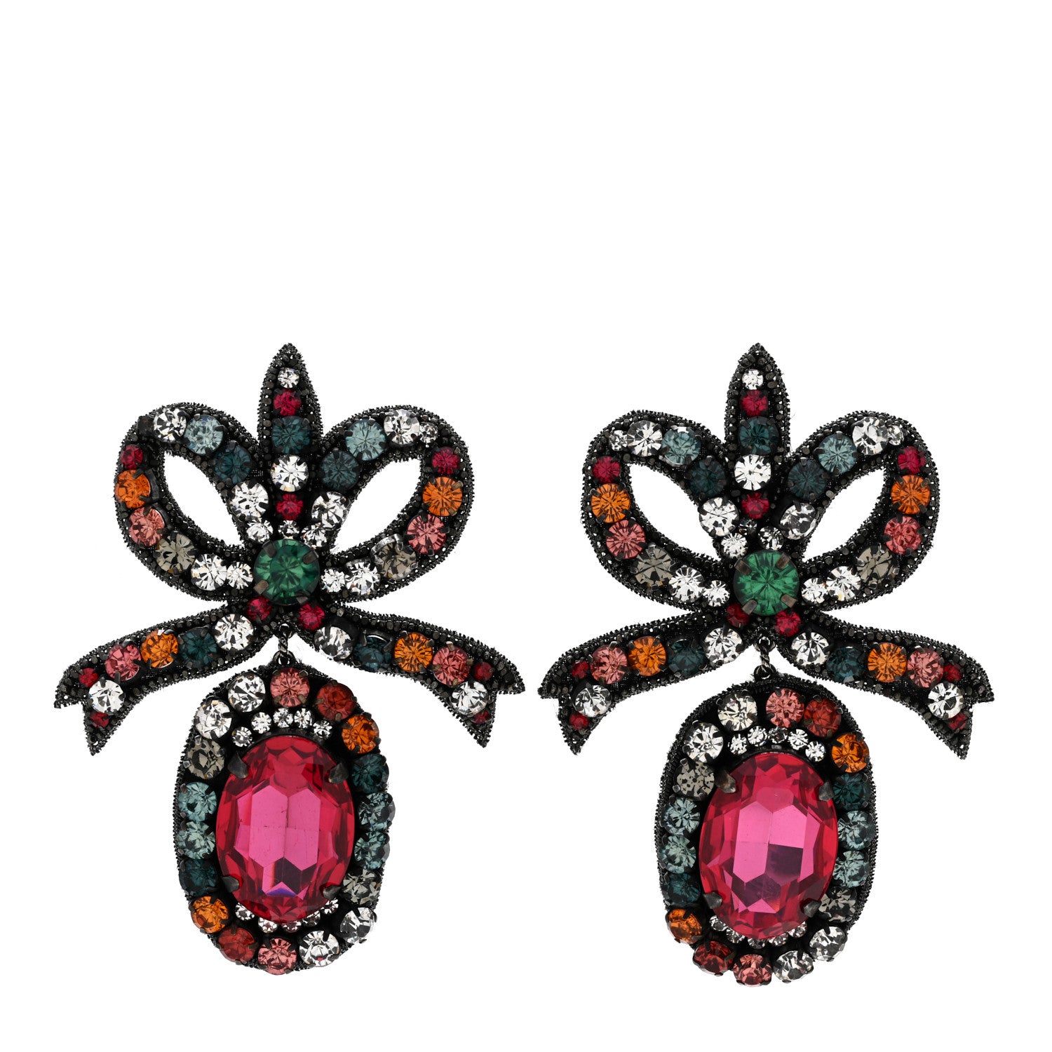 Gucci Metal Crystal Embroidered Bow Earrings Multicolor 1 of 8
