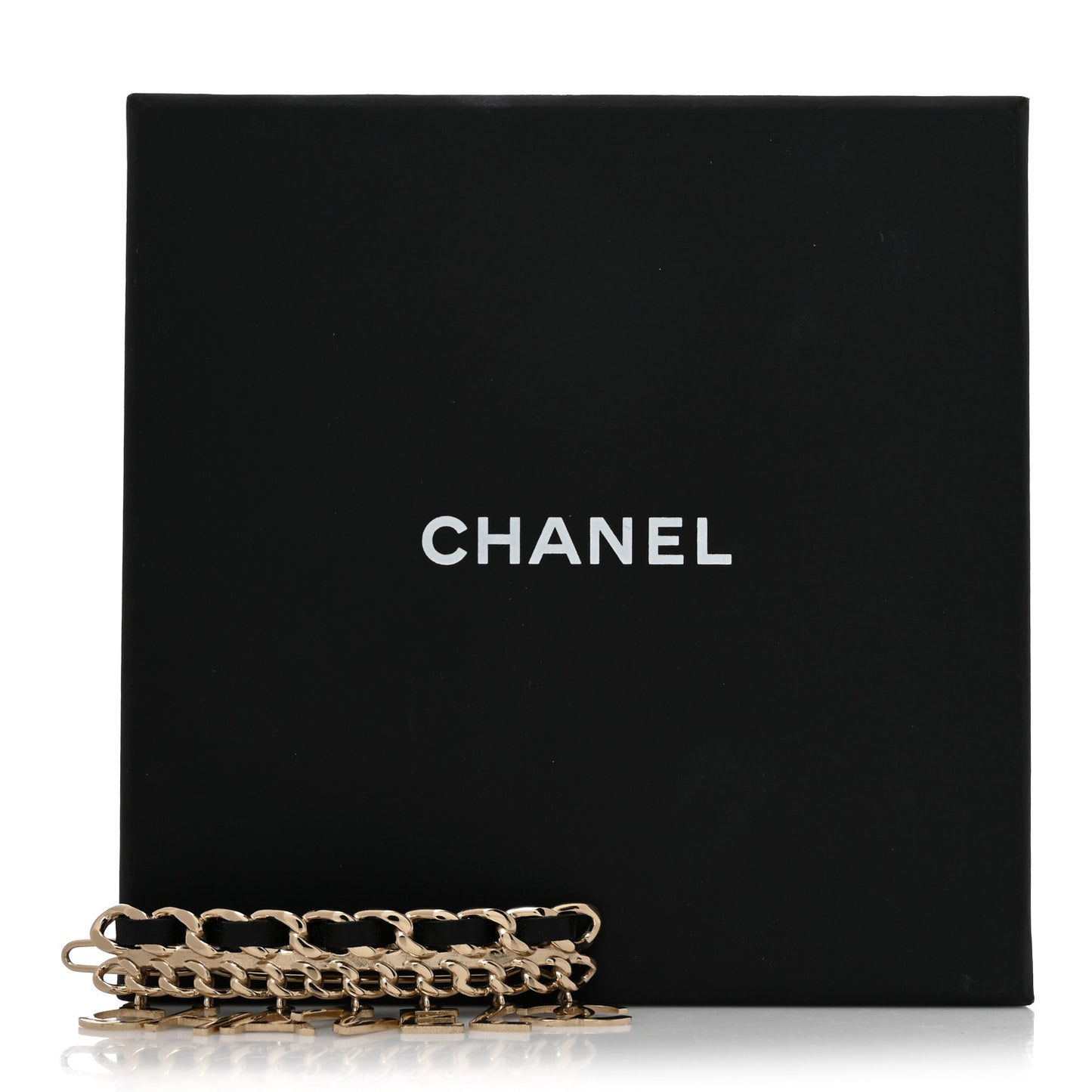 Metal Lambskin Chain Logo Hair Clip Gold Black