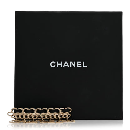 Chanel Metal Lambskin Chain Logo Hair Clip Gold Black 4 of 4