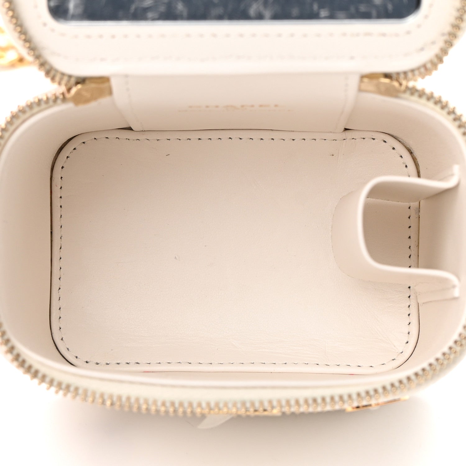 Chanel Caviar Quilted Enamel Coco Casino Mini Vanity Case With Chain White 5 of 17