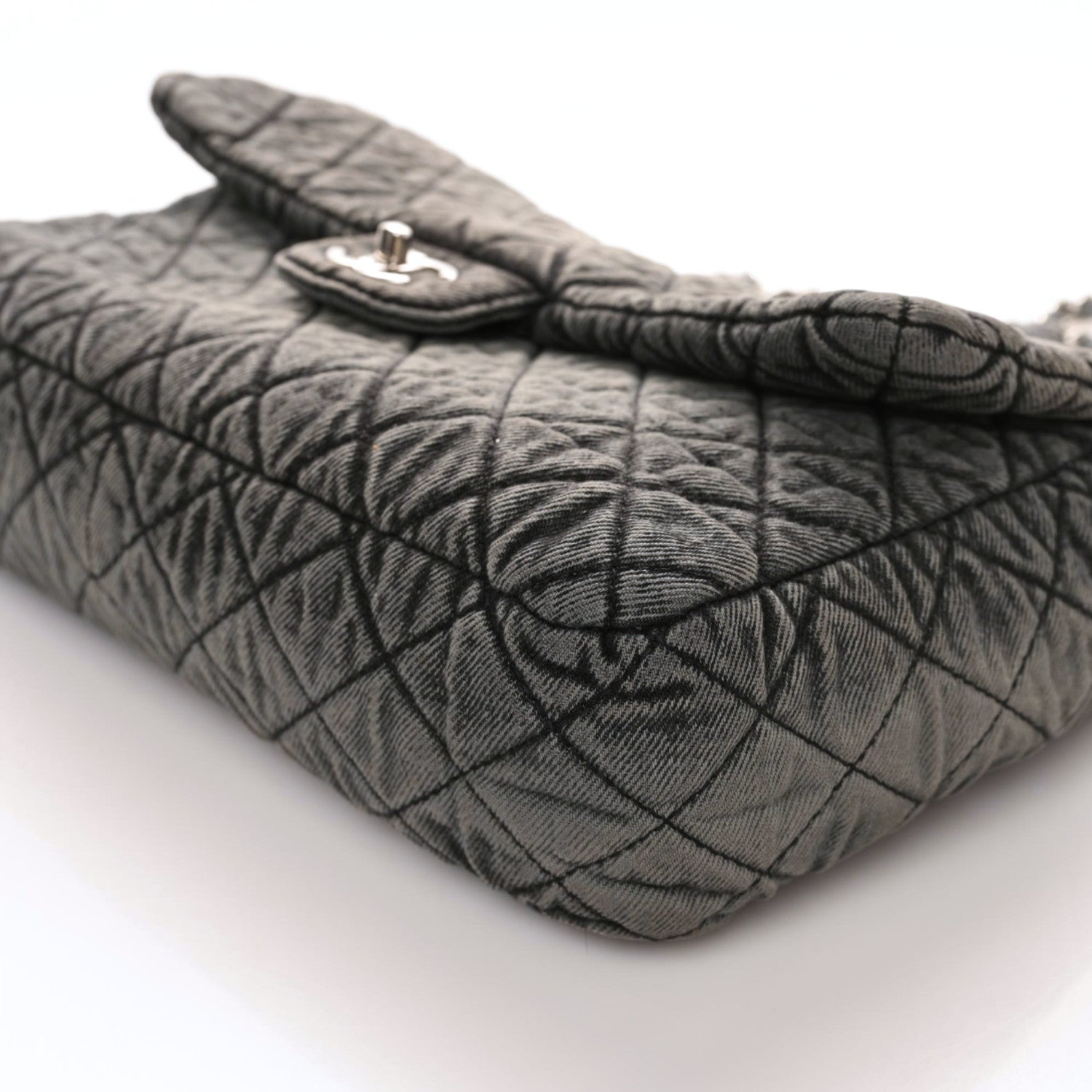 Chanel Denim Quilted Denimpression Flap Grey Black 6 of 9