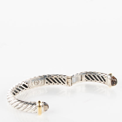 David Yurman Sterling Silver 18K Yellow Gold Smoky Quartz 11mm Waverly Bracelet 5 of 5