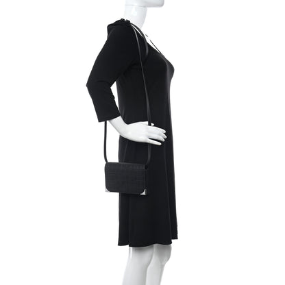 Alexander Wang Crocodile Embossed Calfskin Shoulder Bag Black Silver Hardware 2 of 9