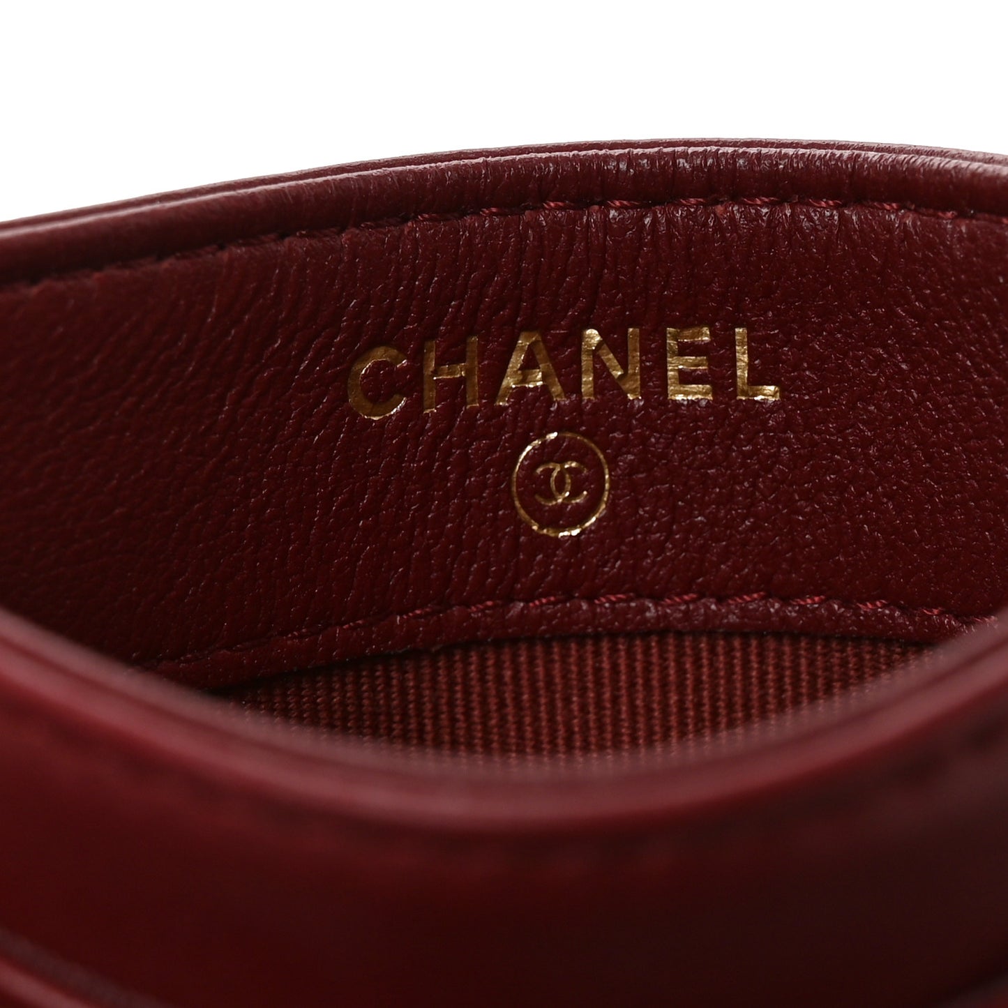 Lambskin Quilted Lucky Charms Card Holder Burgundy