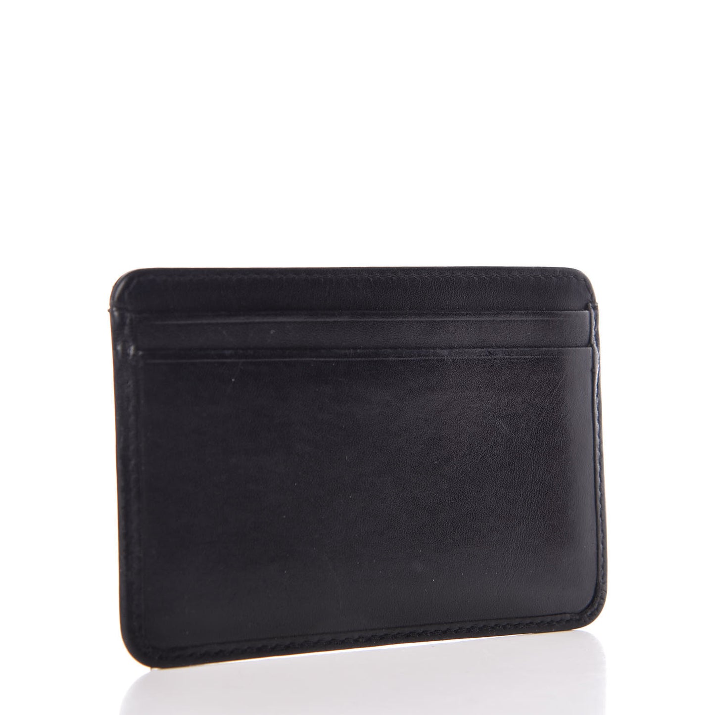 Calfskin Quilted Cambon Card Holder Black