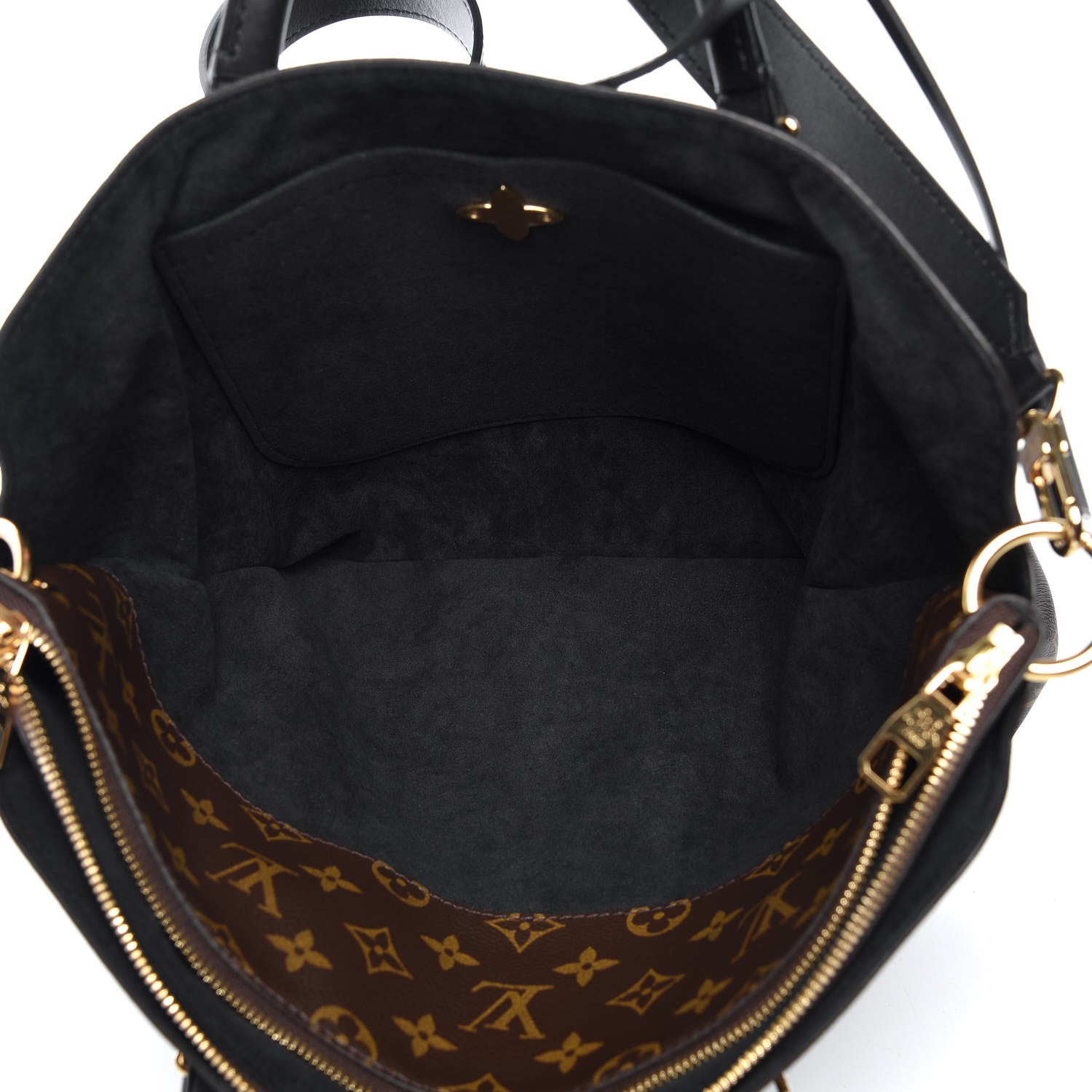 Louis Vuitton Monogram Flower Zipped Tote MM Black 5 of 11