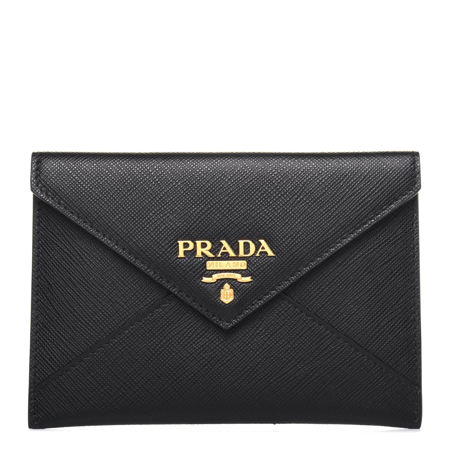 Saffiano Metal Envelope Compact Wallet Black