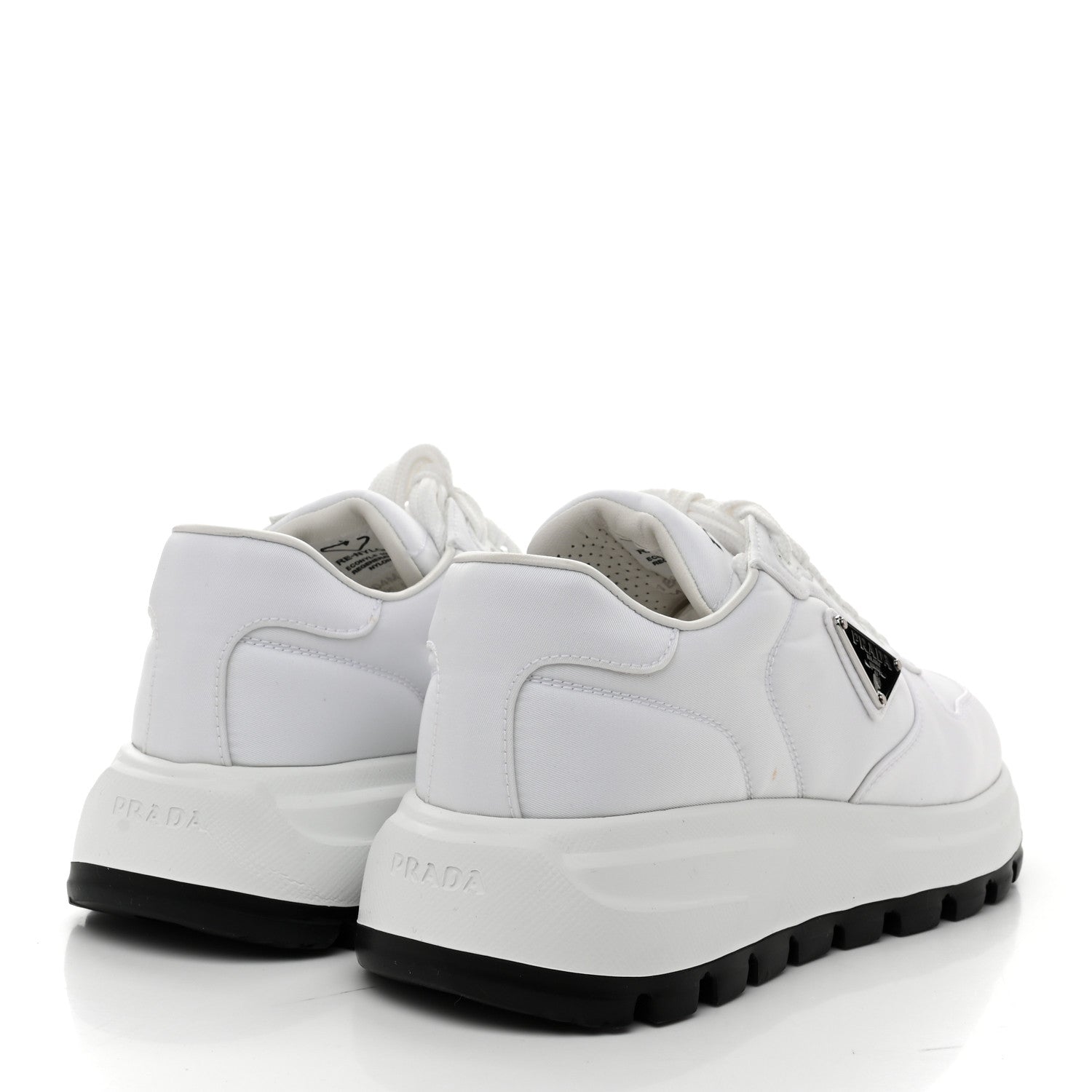 Prada Re-Nylon Spazzolato Metal Triangle Logo Womens Prax 01 45mm Sneakers 37 White Black 5 of 10