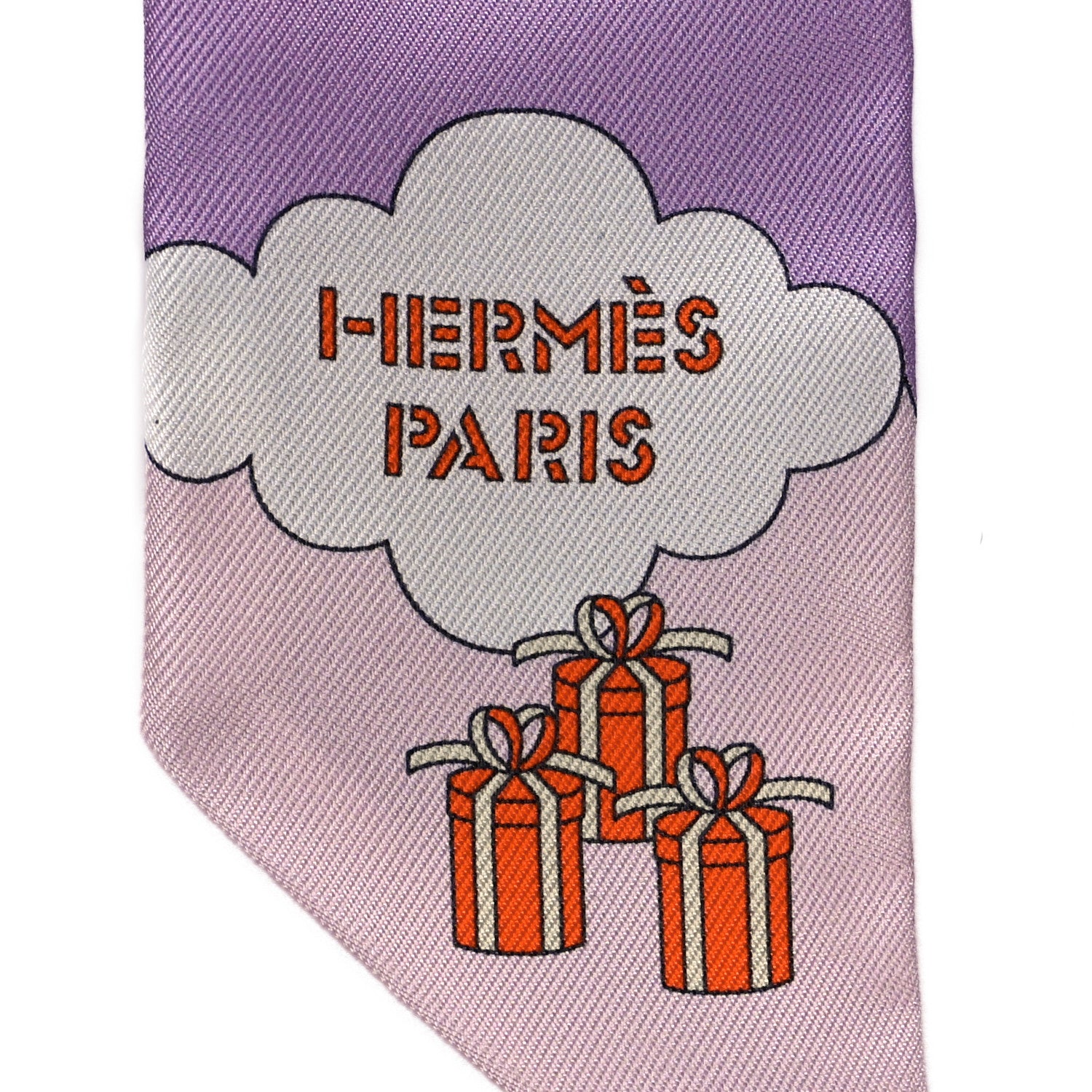 Hermes Silk Carres Volants Twilly Lilas Rose Pale Or 4 of 4