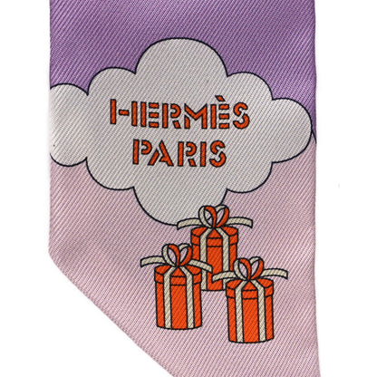 Hermes Silk Carres Volants Twilly Lilas Rose Pale Or 4 of 4