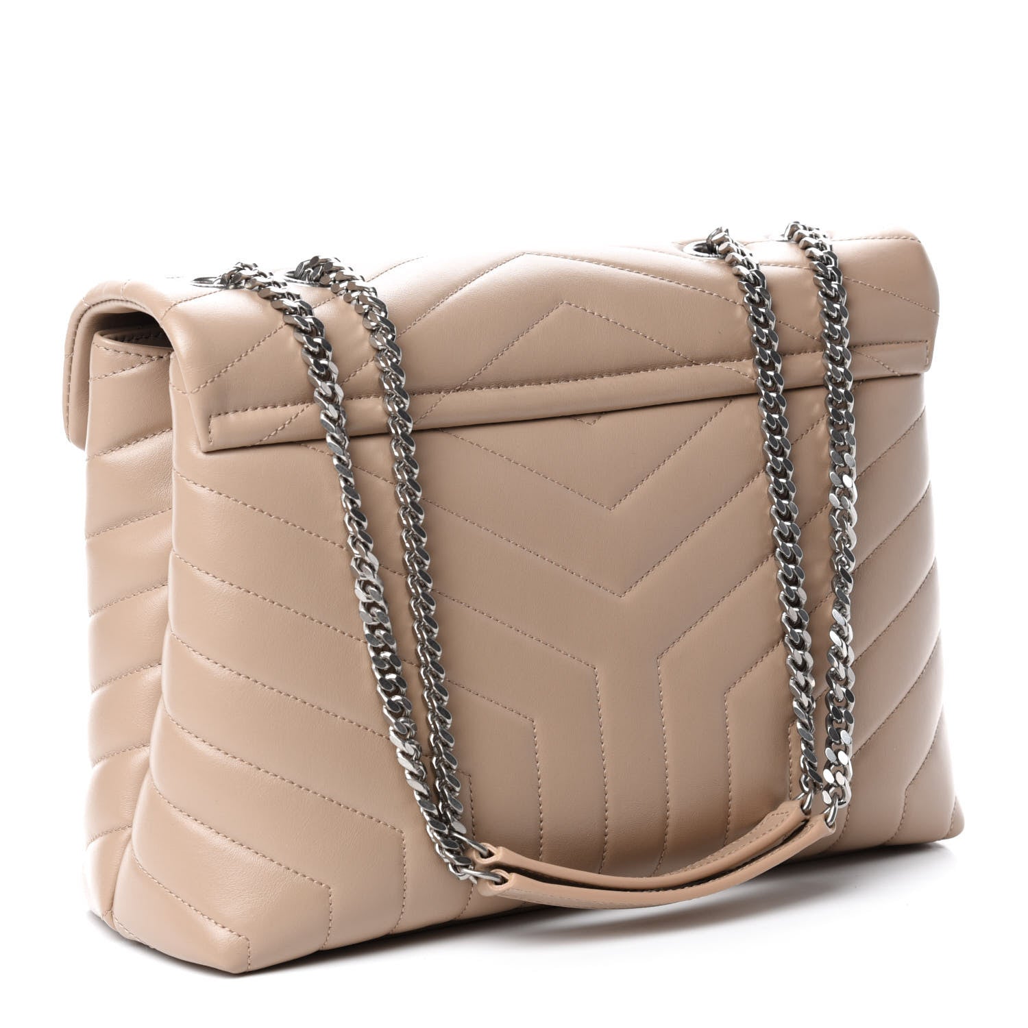 Saint Laurent Calfskin Y Quilted Monogram Medium Loulou Chain Satchel Nude Powder 3 of 11