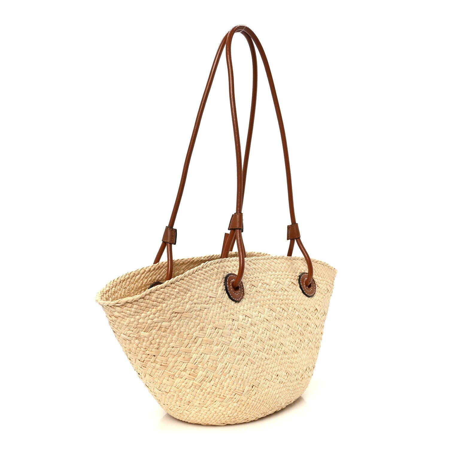 Loewe Calfskin Raffia Paulas Ibiza Small Anagram Basket Tote Bag Natural Tan Natural Tan 3 of 10