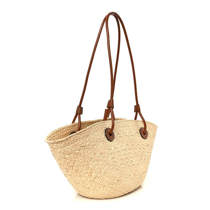 Loewe Calfskin Raffia Paulas Ibiza Small Anagram Basket Tote Bag Natural Tan Natural Tan 3 of 10