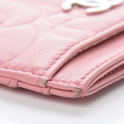 Chanel Lambskin Camellia Embossed Card Holder Pink 12 of 13