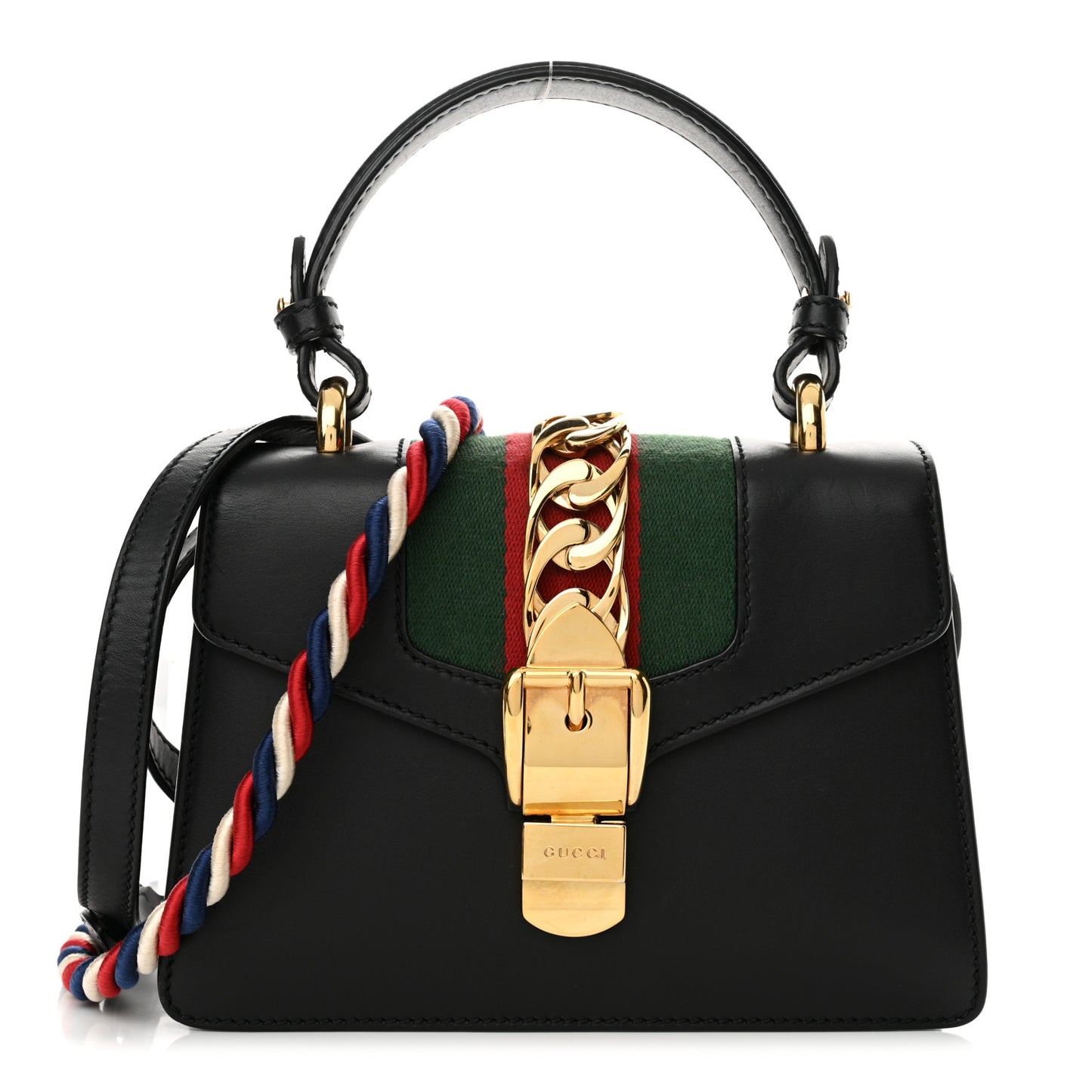Calfskin Mini Sylvie Top Handle Bag Black