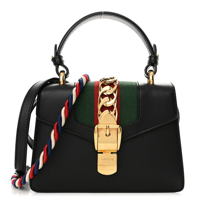 Gucci Calfskin Mini Sylvie Top Handle Bag Black 1 of 17