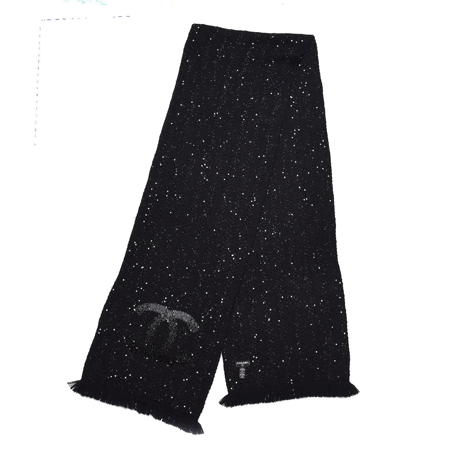 Cashmere Silk Sequin CC Scarf Black