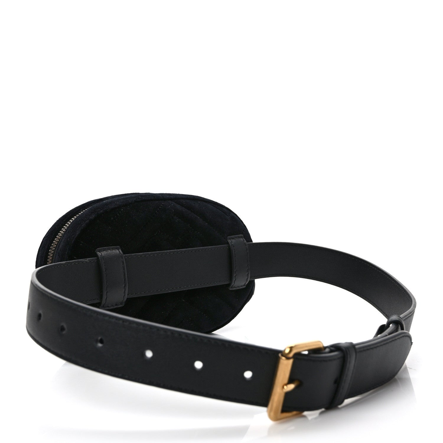 Gucci Velvet Matelasse GG Marmont Belt Bag 75 30 Black 3 of 12