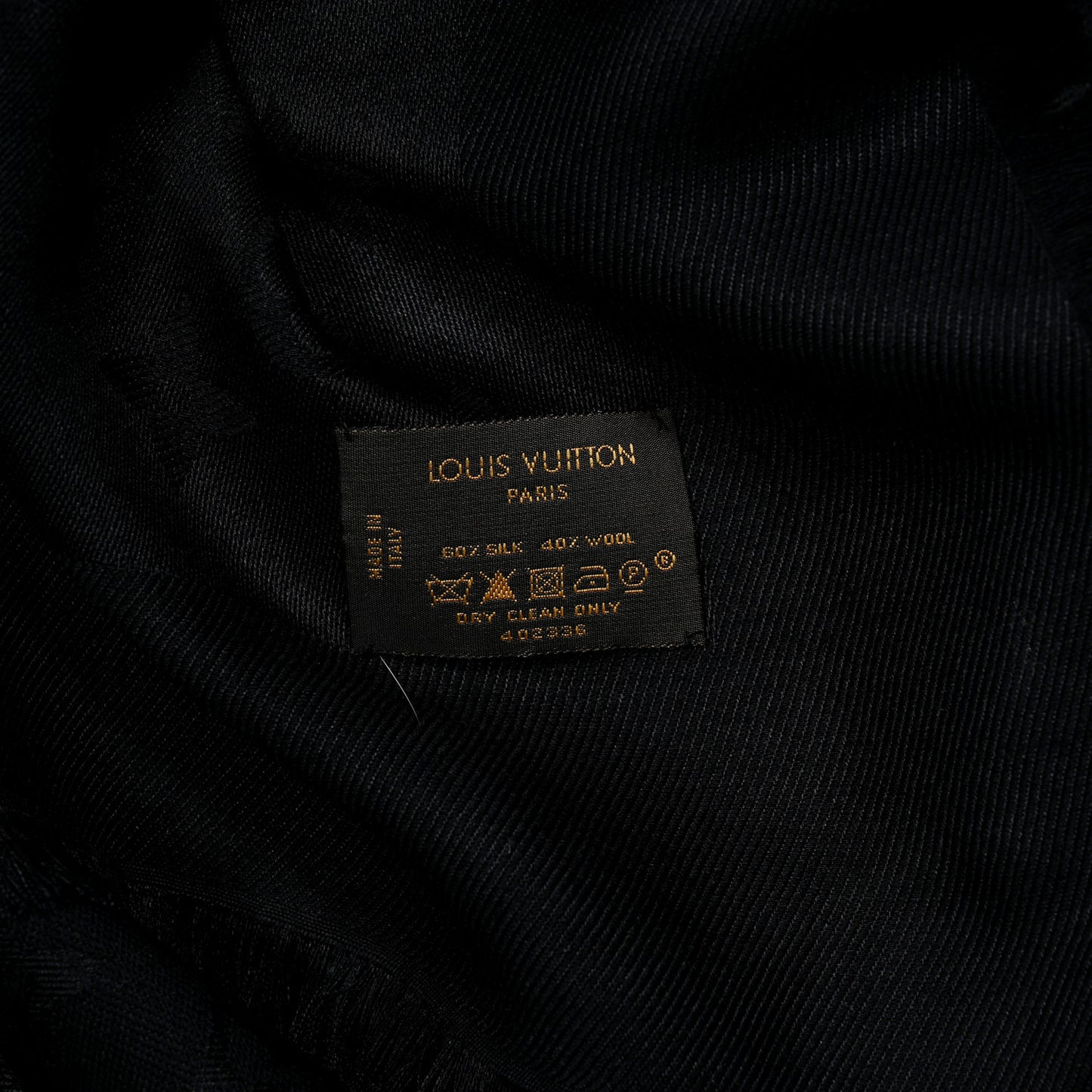 Silk Wool Monogram Shawl Black