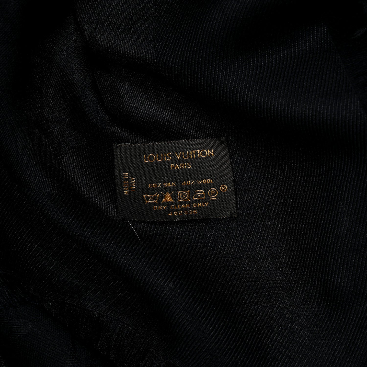 Louis Vuitton Silk Wool Monogram Shawl Black 3 of 4