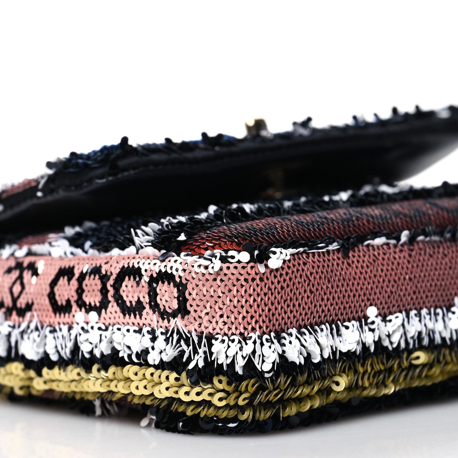 Chanel Sequin COCO Clutch With Chain Black Red 9 of 10