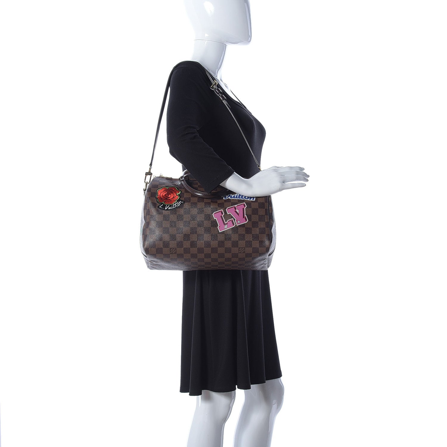 Louis Vuitton Damier Ebene Patches Speedy Bandouliere 30 2 of 12