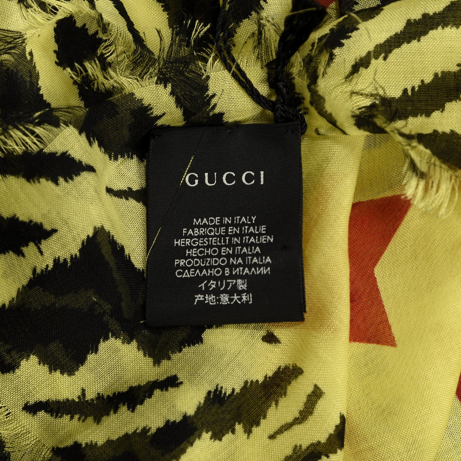 Gucci Modal Silk Zebra Print Square Scarf Yellow 3 of 3