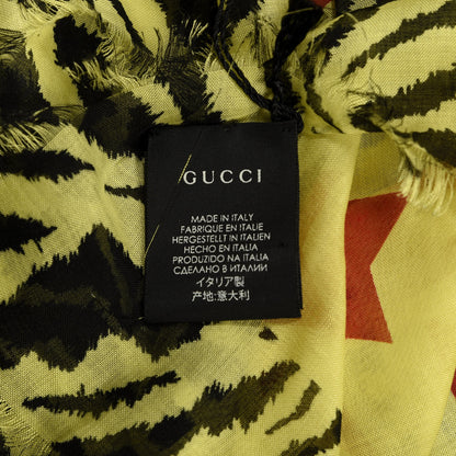 Gucci Modal Silk Zebra Print Square Scarf Yellow 3 of 3