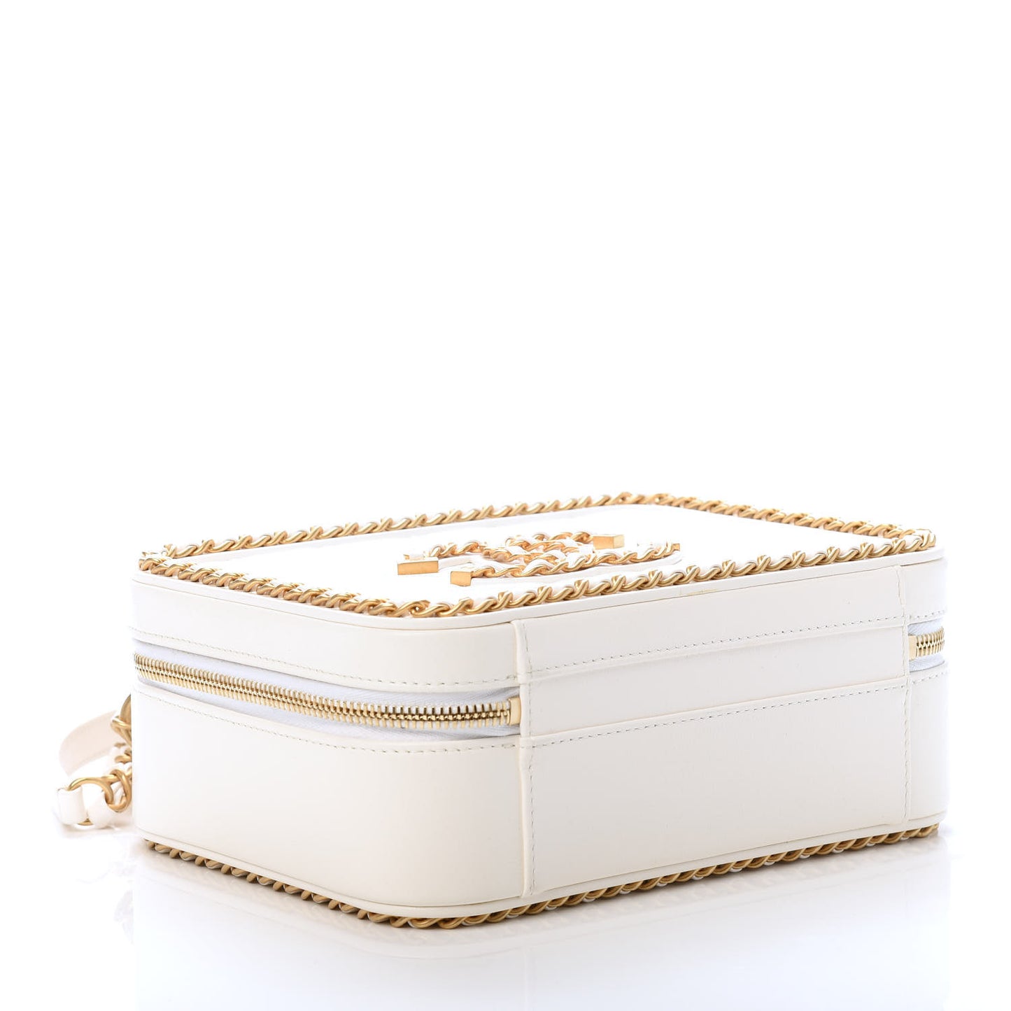 Goatskin Quilted Medium CC Filigree Vanity Case White