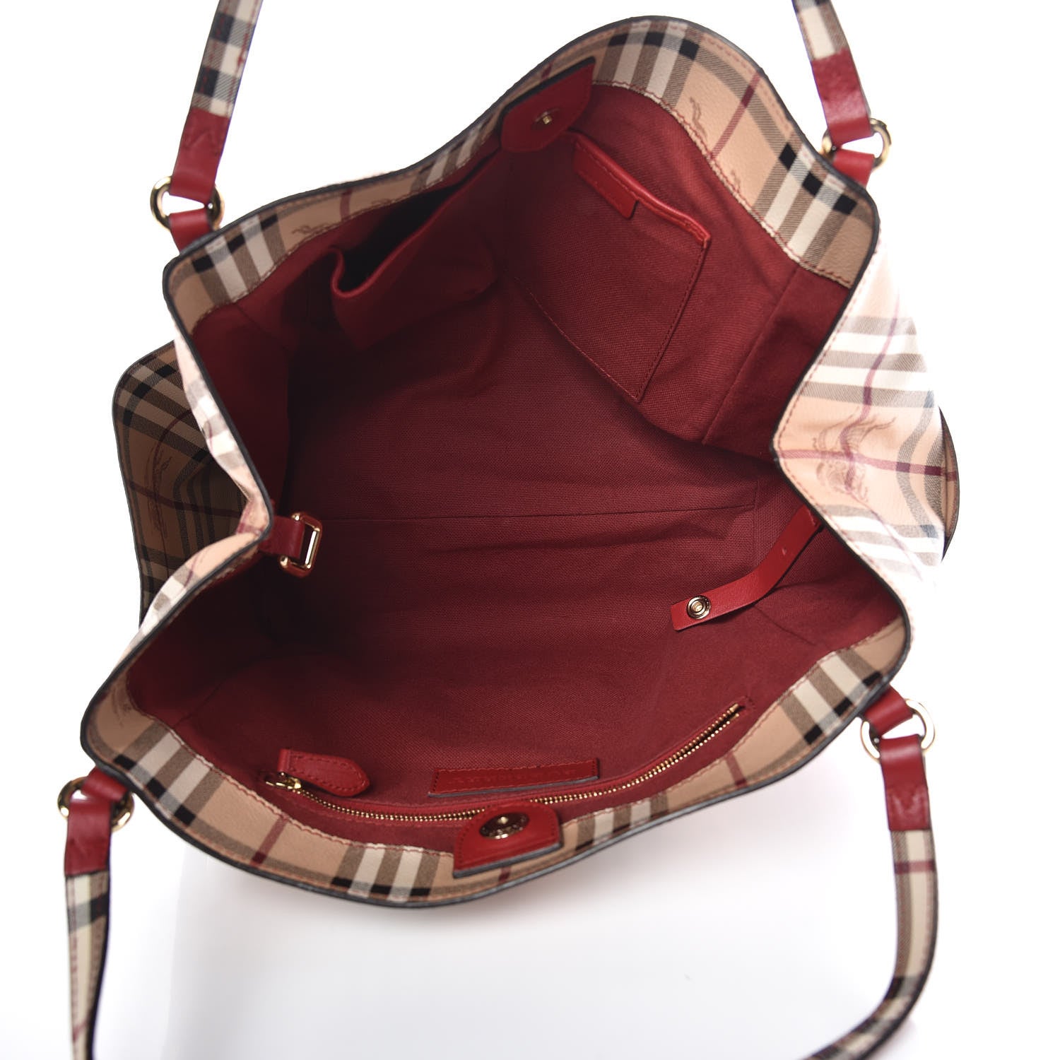 Burberry Haymarket Check Small Canterbury Tote Red 5 of 16
