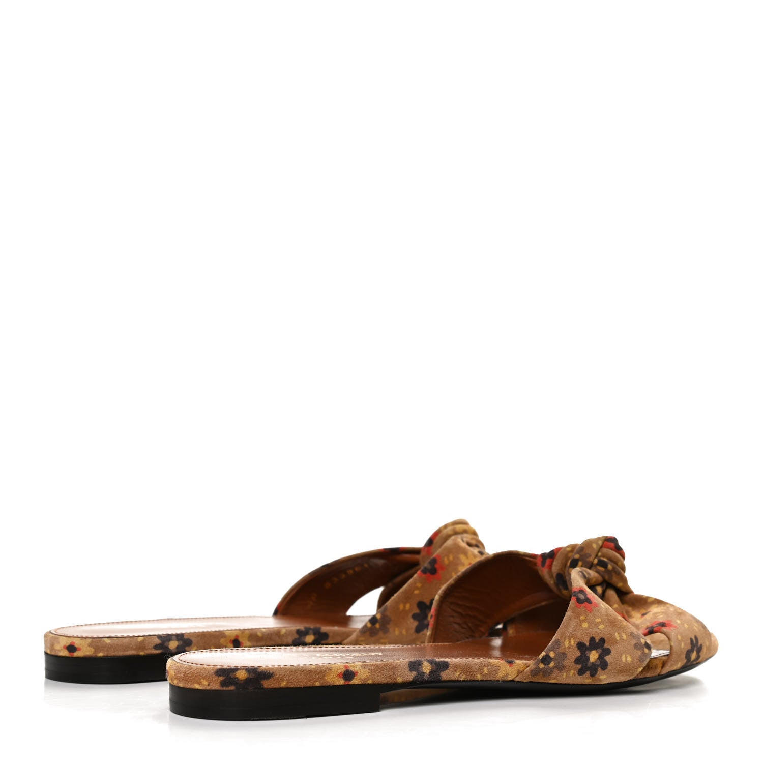 Saint Laurent Bianca Floral Suede Slide Sandals 39 Beige Multicolor 4 of 10