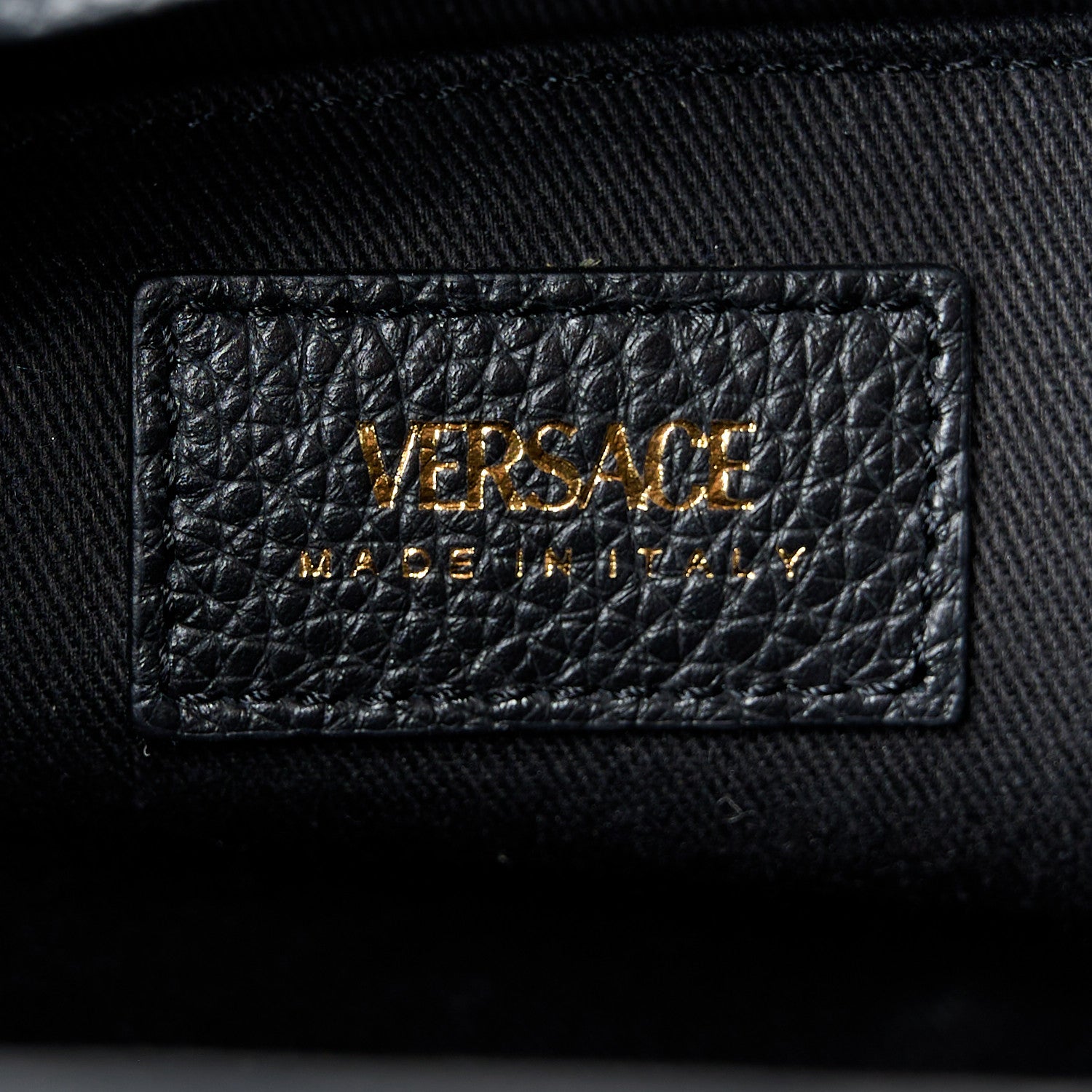 Versace Grained Calfskin Large Virtus Top Handle Shoulder Bag Black 6 of 11