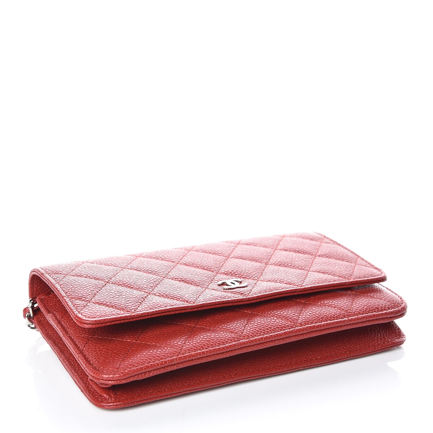 Chanel Caviar Quilted Wallet on Chain WOC Red 4 of 11