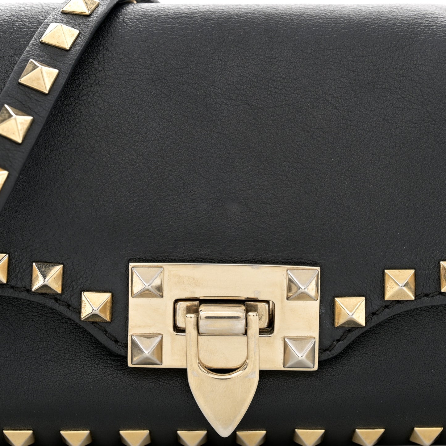 Vitello Mini Rockstud Flap Saddle Crossbody Bag Black