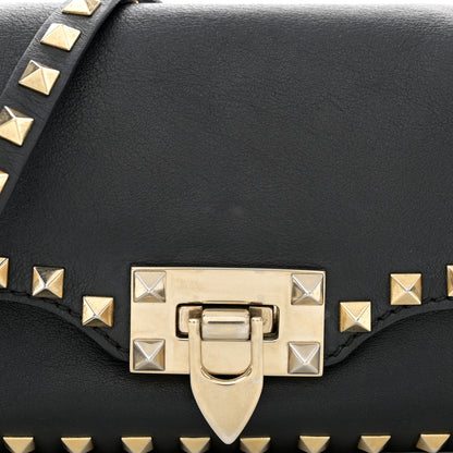 Valentino Garavani Vitello Mini Rockstud Flap Saddle Crossbody Bag Black 9 of 13