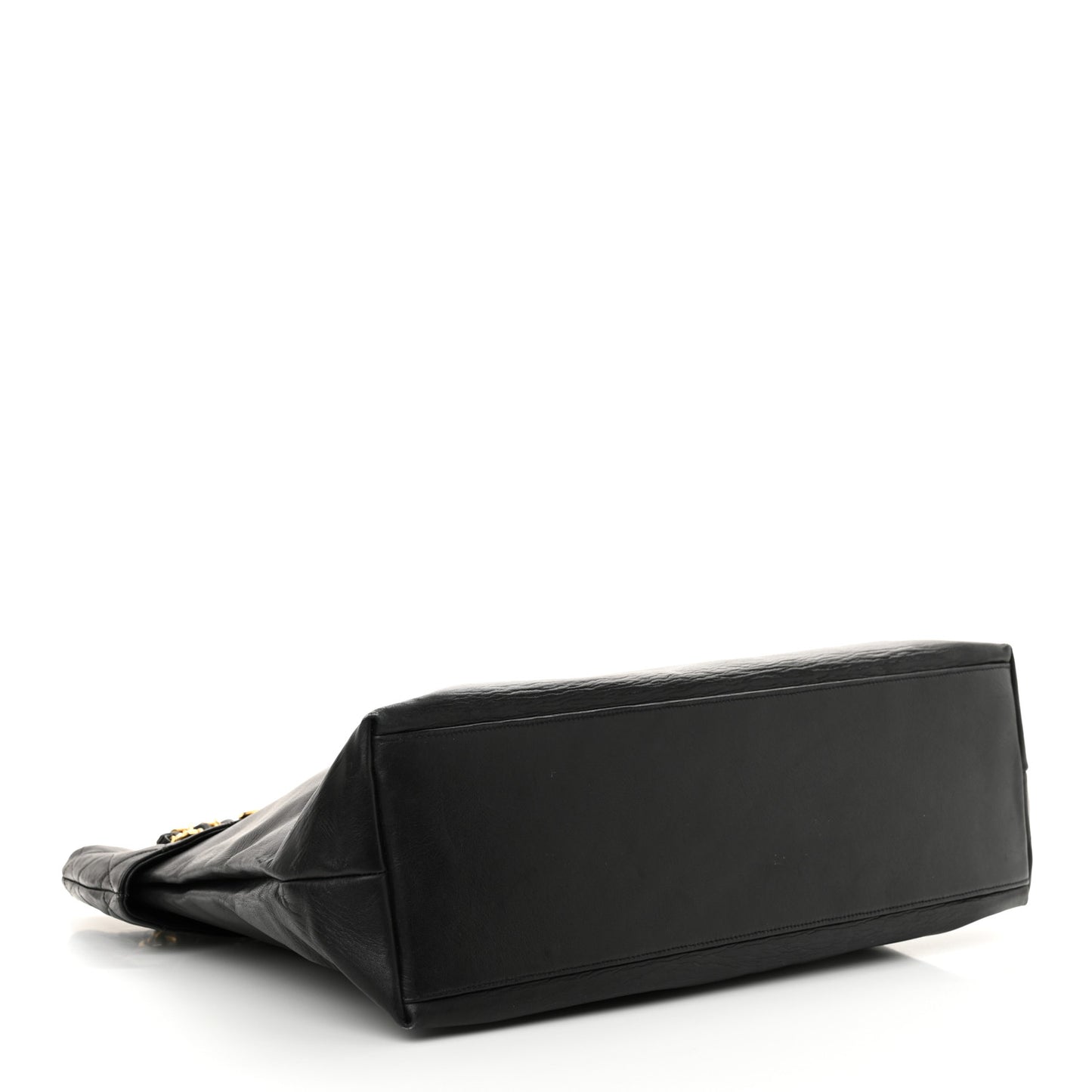 Lambskin Quilted Shopping Tote Black