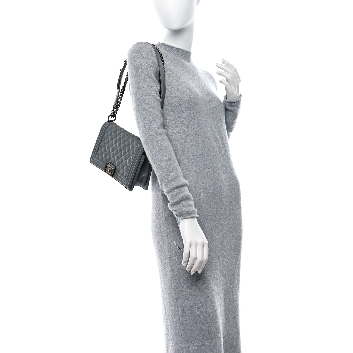 Chanel Lambskin Quilted Medium Boy Flap Grey 2 of 10