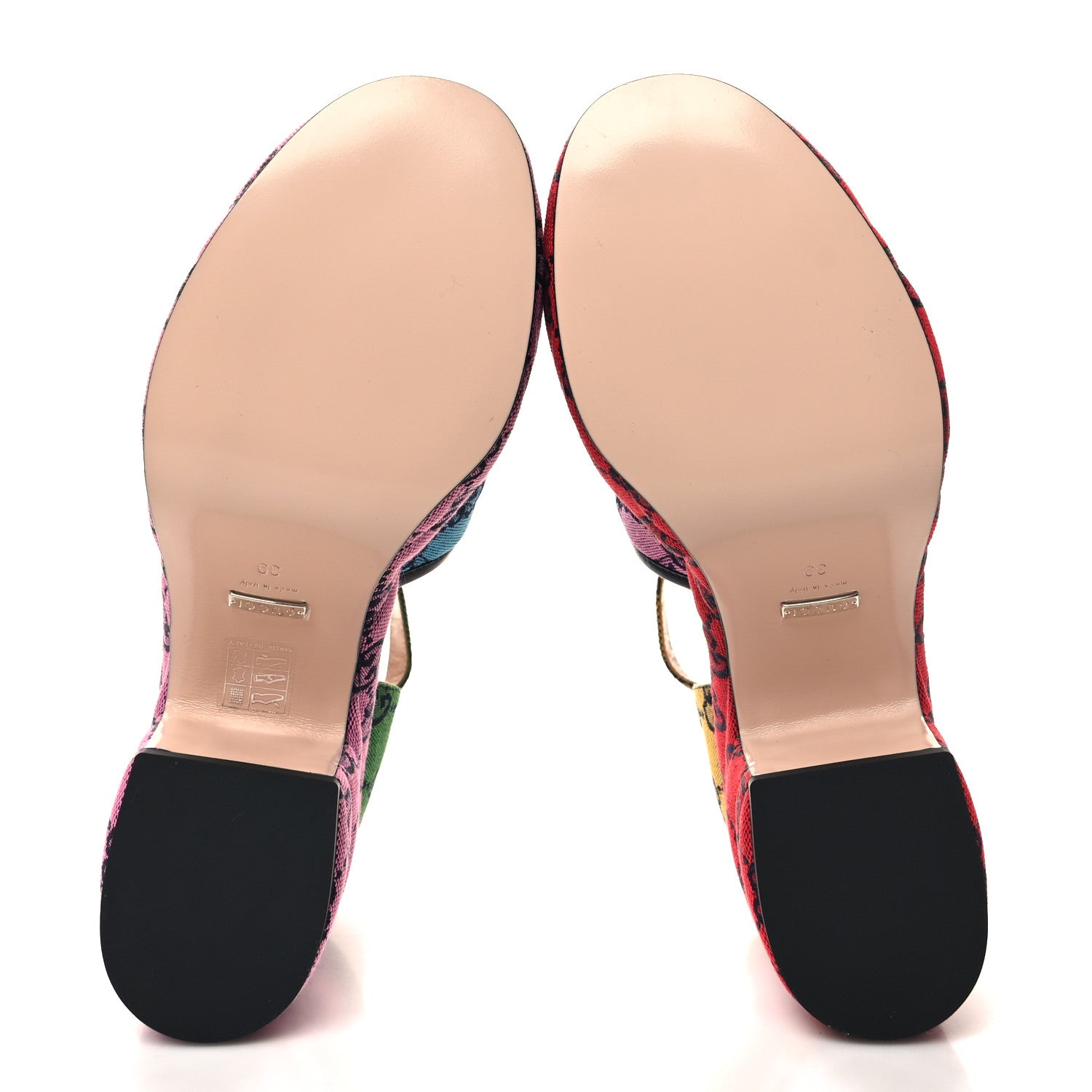 Gucci Monogram Multicolor Criss Cross Sandals 39 Light Blue Blue Pink Tabasco 5 of 9