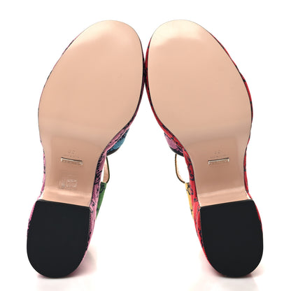 Gucci Monogram Multicolor Criss Cross Sandals 39 Light Blue Blue Pink Tabasco 5 of 9