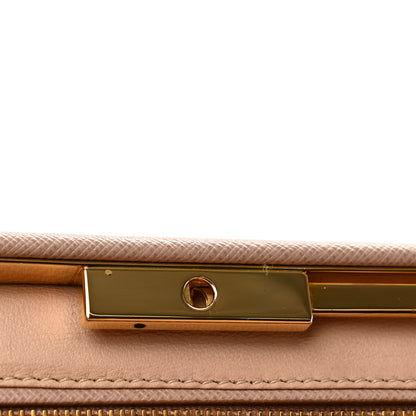 Prada Saffiano Lux East West Frame Clutch Cipria 10 of 10