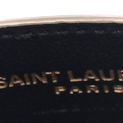 Saint Laurent Grain De Poudre Matelasse Chevron Monogram Credit Card Case Dark Beige 6 of 10