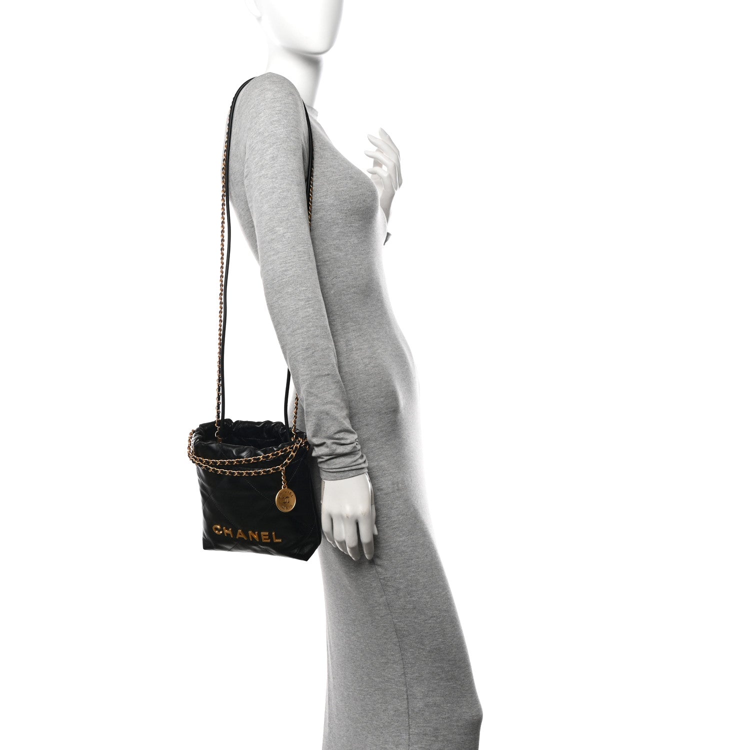 Chanel Shiny Calfskin Quilted Mini Chanel 22 Black 2 of 10