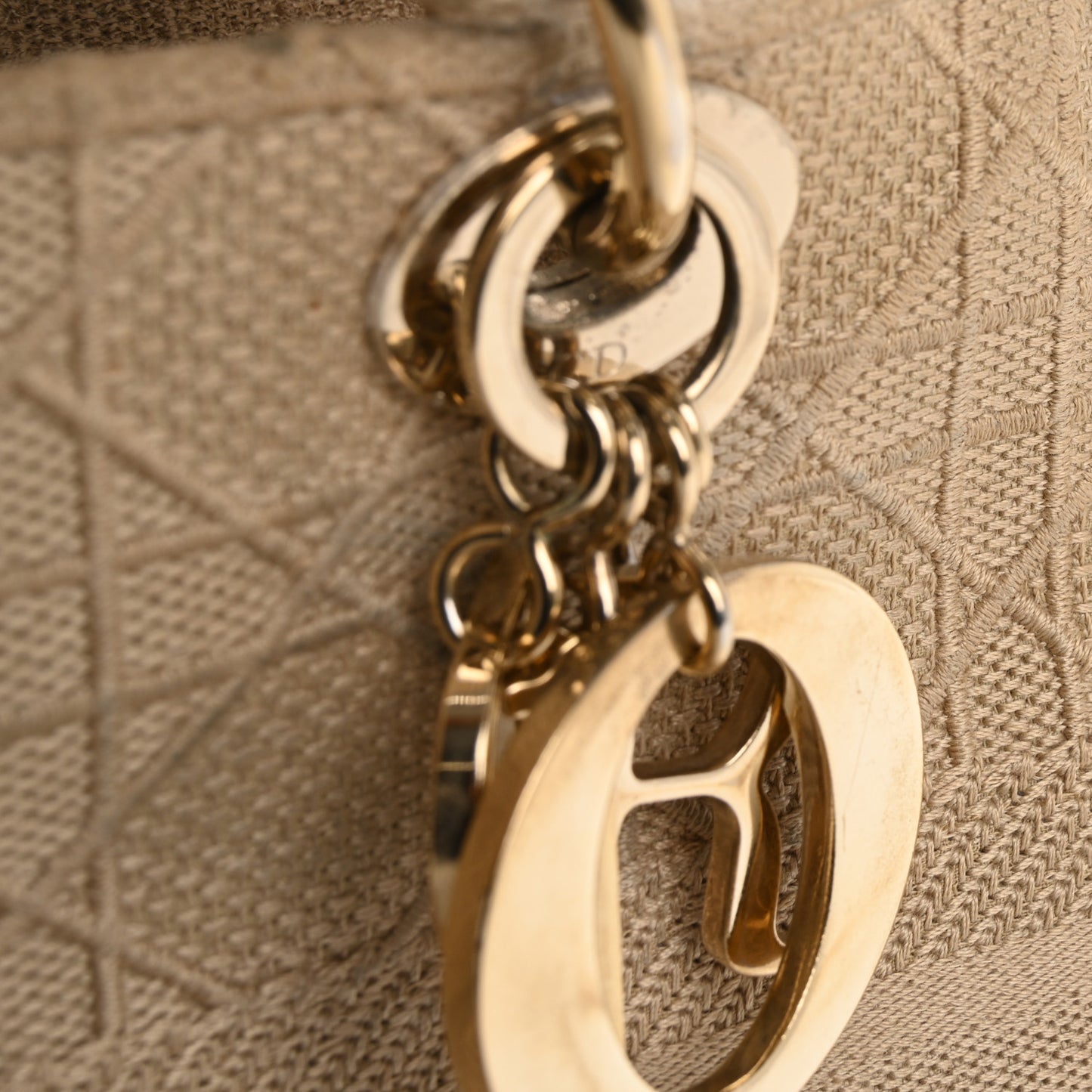 Canvas Embroidered Medium Lady D-Lite Beige