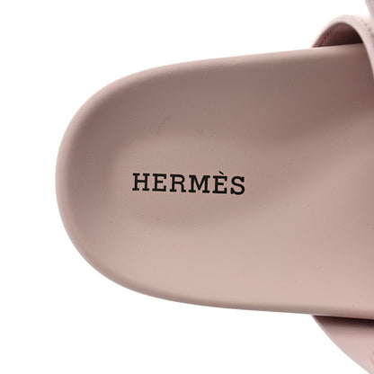 Hermes Suede Goatskin Womens Chypre Sandals 38.5 Rose Porcelaine 6 of 9